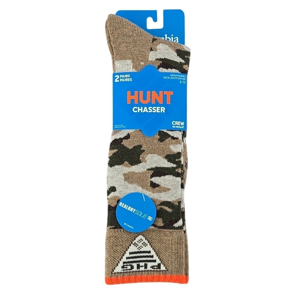 Columbia PHG Hunt Chasser Crew‎ Socks 2-Pack Camo Men's 6-12 NWT